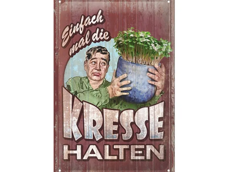 Nostalgic-Art Blechschild Kresse halten 20 cm x 30 cm