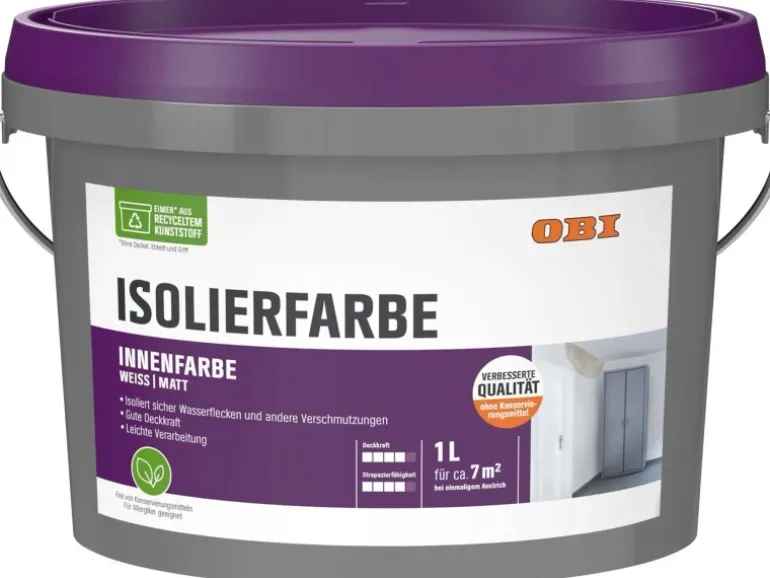 OBI Isolierfarbe Konservierungsmittelfrei Weiß-Matt 1 l