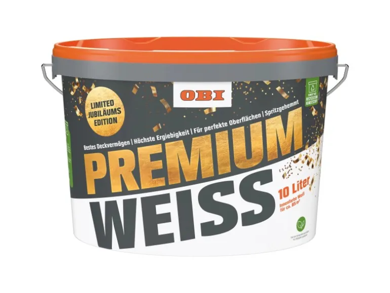 OBI Wandfarbe Premiumweiß Jubiläums Edition 10 l