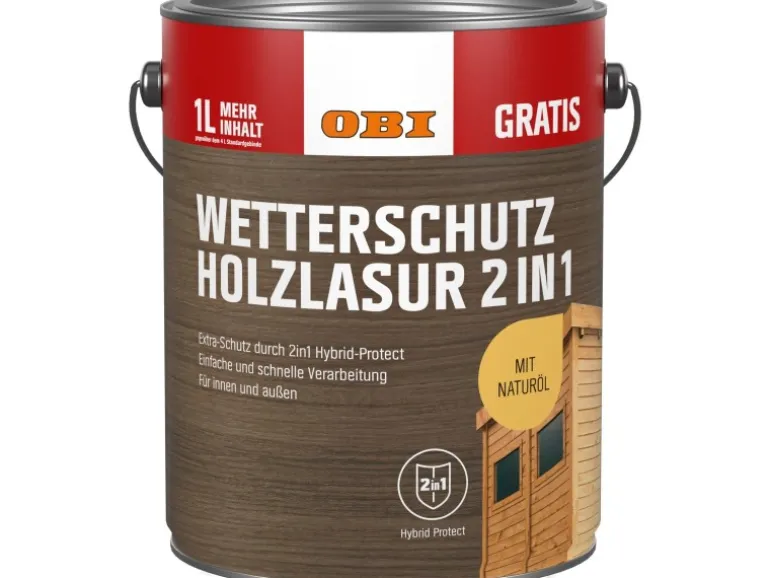 OBI Wetterschutz Holzlasur 2in1 Nussbaum Dunkel 5 l