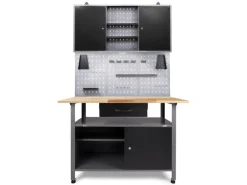 Ondis24 Werkbank Set Klaus 120 cm 1 Schrank LED Werkstatt
