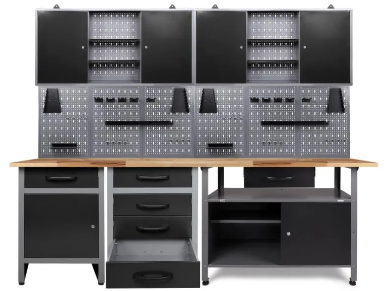 Ondis24 Werkbank Set Tüftler 240 cm 2 Schränke Werkstatt