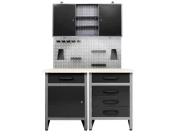 Ondis24 Werkstatt Set Entdecker 120 cm 1 Schrank LED Werkstatteinrichtung Werkbank