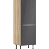 Optifit Küchen-Midischrank Linus984 60cm x 176,6cm x 58,4cm Anthrazit-Wildeiche