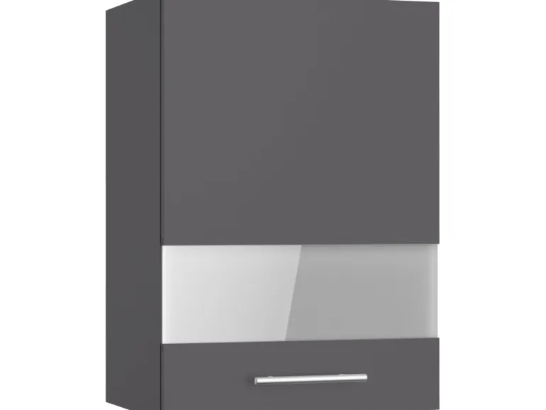 Optifit Küchen-Oberschrank mit Glassegment Ingvar420 50 cm Anthrazit Matt