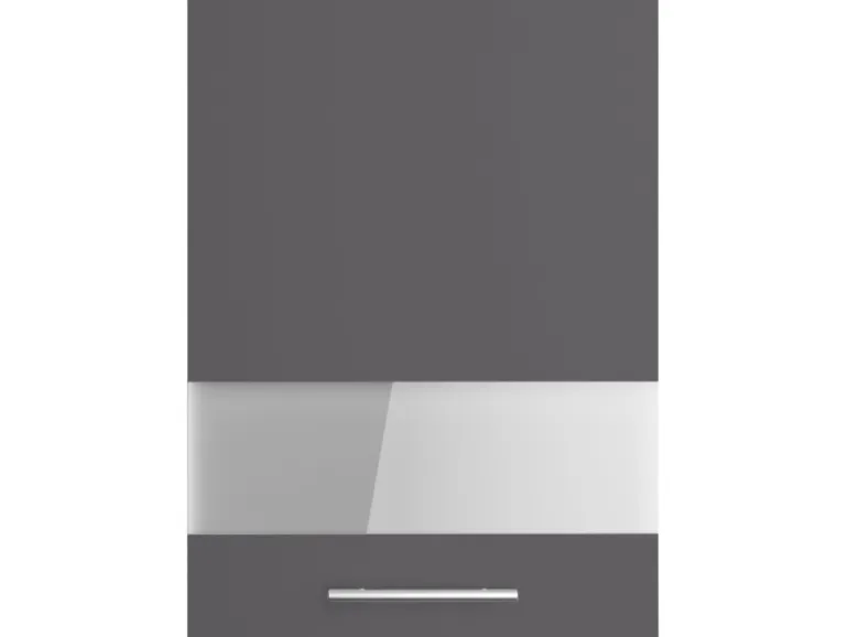 Optifit Küchen-Oberschrank mit Glassegment Ingvar420 50 cm Anthrazit Matt