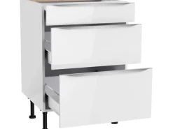Optifit Küchen-Unterschrank mit 3 Auszügen Arvid986 60 cm x 87 cm x 58,4 cm Weiß