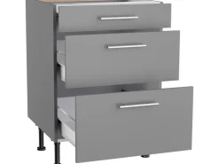 Optifit Küchen-Unterschrank mit 3 Auszügen Mats825 60cmx87cmx58,4cm Basaltgrau