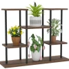 Outsunny Blumenständer Stahl Tannenholz Verkohlt 80L x 24B x 61,5H cm
