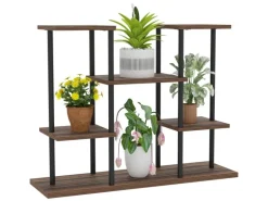 Outsunny Blumenständer Stahl Tannenholz Verkohlt 80L x 24B x 61,5H cm