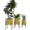 Outsunny Blumenständer-Set Stahl Gold Ø30 x 40H cm