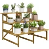 Outsunny Pflanzenregal Tannenholz Verkohlt L120 x B80 x H80cm