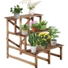Outsunny Pflanzenregal Tannenholz Verkohlt L80 x B80 x H78cm