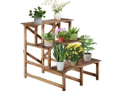 Outsunny Pflanzenregal Tannenholz Verkohlt L80 x B80 x H78cm