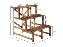 Outsunny Pflanzenregal Tannenholz Verkohlt L80 x B80 x H78cm