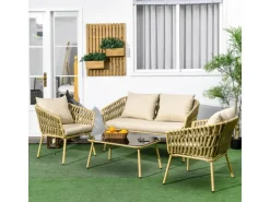 Outsunny 4 Tlg. Gartenmöbel-Set mit Kissen für Garten Terrasse