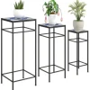 Outsunny Blumenständer-Set Metall Fliesen Blau 28L x 28B x 71H cm