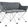 Outsunny Campingstuhl Metall Oxfordstoff Grau 120L x 57B x 95H cm