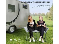 Outsunny Campingstuhl Metall Oxfordstoff Grau 120L x 57B x 95H cm