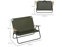 Outsunny Campingstuhl Stahl Oxfordstoff 114B x 67T x 80H cm