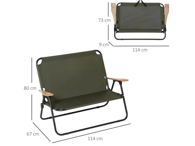 Outsunny Campingstuhl Stahl Oxfordstoff 114B x 67T x 80H cm