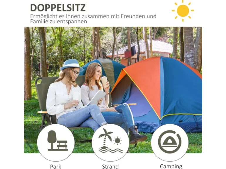 Outsunny Campingstuhl Stahl Oxfordstoff 114B x 67T x 80H cm