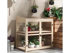 Outsunny Frühbeet aus Holz 2-Stufig mit Dachfenster Natur 103 x 61 x 103 cm