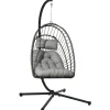 Outsunny Hängesessel Stahl PE Rattan Hellgrau 100L x 131B x 194H cm