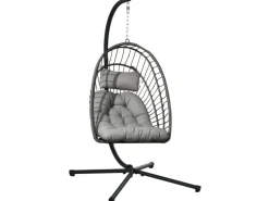 Outsunny Hängesessel Stahl PE Rattan Hellgrau 100L x 131B x 194H cm
