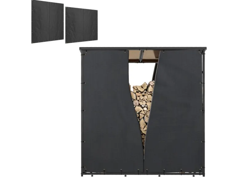 Outsunny Kaminholzregal Abdeckung Brennholzregalabdeckung Polyester Schwarz