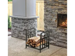 Outsunny Kaminholzregal Brennholzregal mit Griffe Metall Schwarz