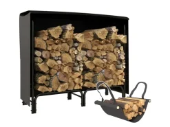 Outsunny Kaminholzregal Feuerholzregal für Garten Metall Schwarz