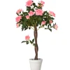 Outsunny Künstliche Rosenpflanzen im Zementtopf 90 cm