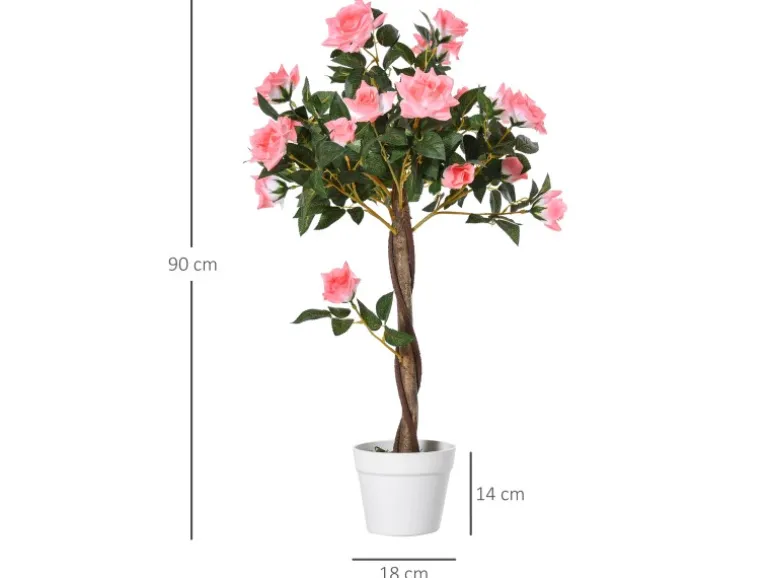 Outsunny Künstliche Rosenpflanzen im Zementtopf 90 cm