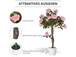 Outsunny Künstliche Rosenpflanzen im Zementtopf 90 cm