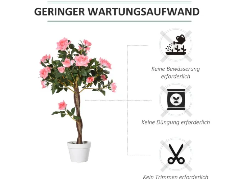 Outsunny Künstliche Rosenpflanzen im Zementtopf 90 cm