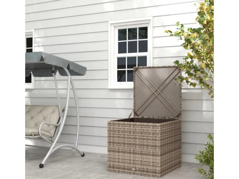 Outsunny Polyrattan Auflagenbox mit Deckel