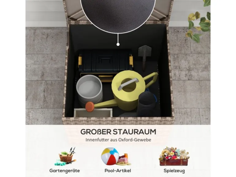 Outsunny Polyrattan Auflagenbox mit Deckel