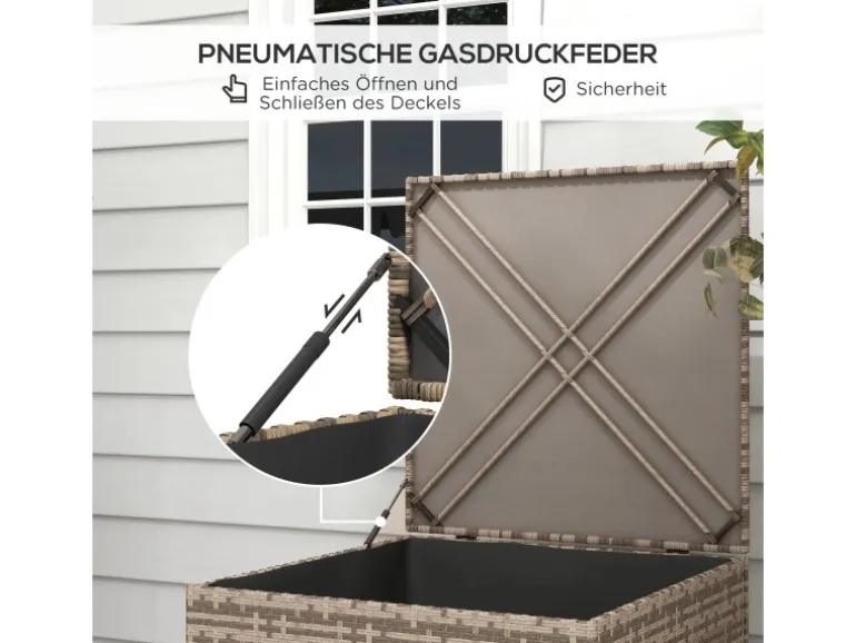 Outsunny Polyrattan Auflagenbox mit Deckel
