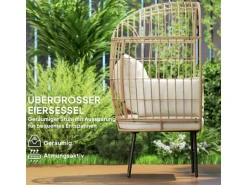 Outsunny Rattansessel Stahl PE-Rattan 95L x 80B x 155H cm Beige