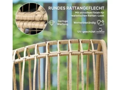 Outsunny Rattansessel Stahl PE-Rattan 95L x 80B x 155H cm Beige