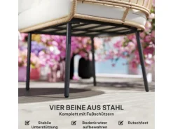 Outsunny Rattansessel Stahl PE-Rattan 95L x 80B x 155H cm Beige