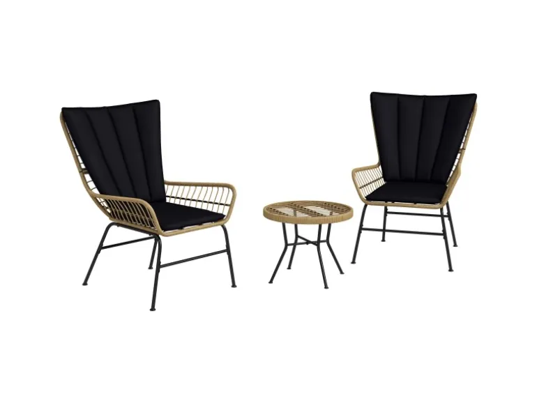 Outsunny Rattan-Sitzgruppe PE-Rattan Polyester 76L x 66B x 96H cm Schwarz