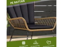 Outsunny Rattan-Sitzgruppe PE-Rattan Polyester 76L x 66B x 96H cm Schwarz