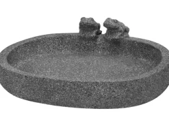 Ovale Vogeltränke aus Zement 32 cm x 25 cm x 8 cm Dunkelgrau
