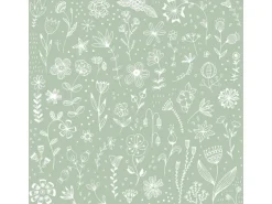 Papierservietten mit Blumen 16,5 cm x 16,5 cm 20 Stück Grün-Weiß FSC®