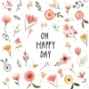 Papierservietten mit Blumen und Spruch 16,5 cm x 16,5 cm 20 Stück Weiß-Gelb FSC®