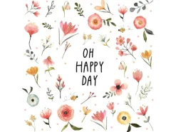 Papierservietten mit Blumen und Spruch 16,5 cm x 16,5 cm 20 Stück Weiß-Gelb FSC®