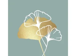 Papierservietten mit Ginkgo 16,5 cm x 16,5 cm 20 Stück Grün-Gold FSC®