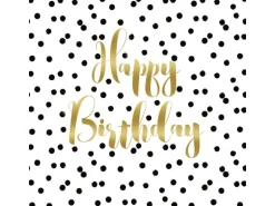 Papierservietten mit Punkten und Spruch 16,5 x 16,5 cm 20 Stk Weiß-Schwarz FSC®